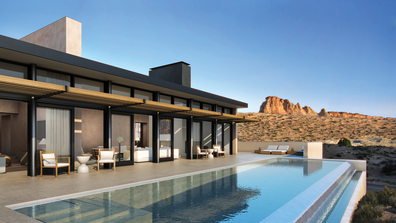 Piscine à débordement de l'Amangiri dans le désert de l'Utah