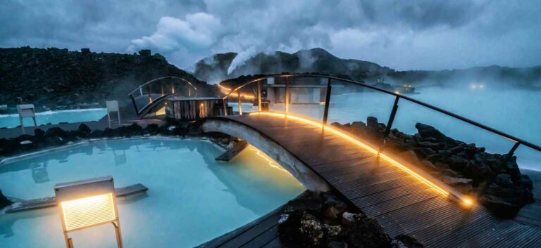 Les infrastructures du Blue Lagoon en Islande