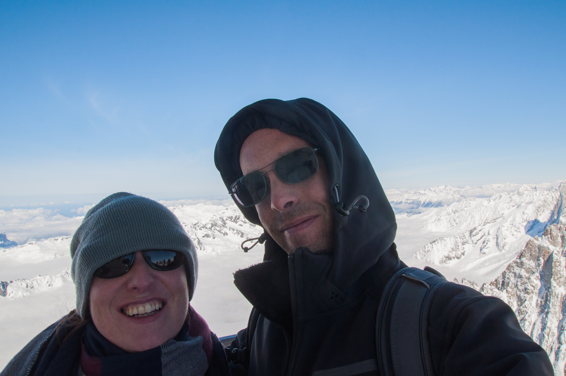 On est bien là haut au Mont Blanc Gla Gla, ça pèle un peu mais le décor est grandiose