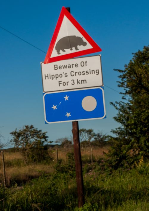 Panneaux d'avertissement hippopotames à St Lucia, KwaZulu-Natal