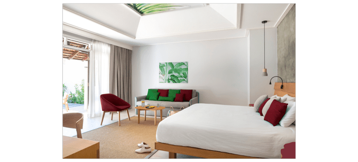 coin salon chambre Club Med Seychelles artisanat local bois tropical