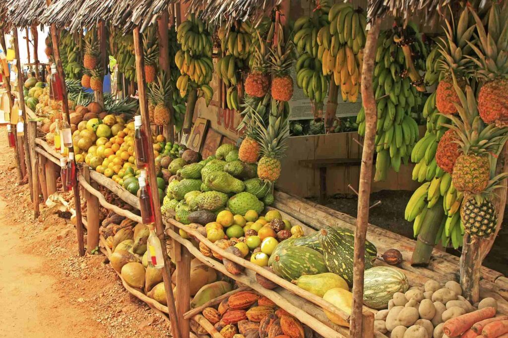 Marché de fruits tropicaux en République Dominicaine