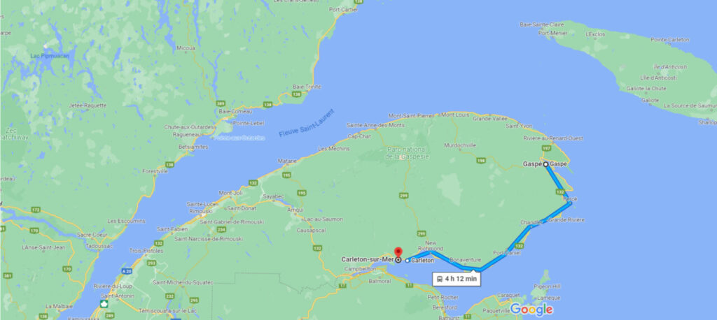 carte roadtrip Gaspésie