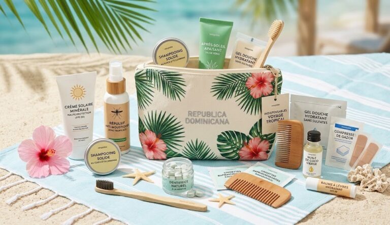trousse de toilette voyage tropical République Dominicaine indispensables