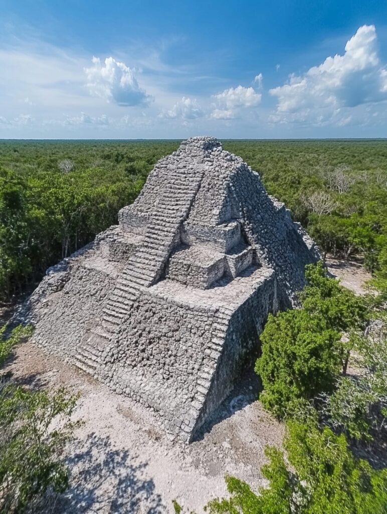 Vue depuis le sommet de la pyramide Nohoch Mul à Cobá