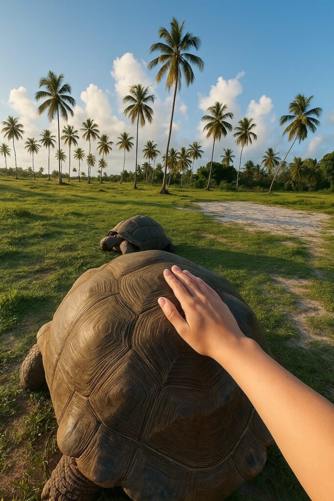 tortue géante aux Seychelles — programme conservation Four Seasons