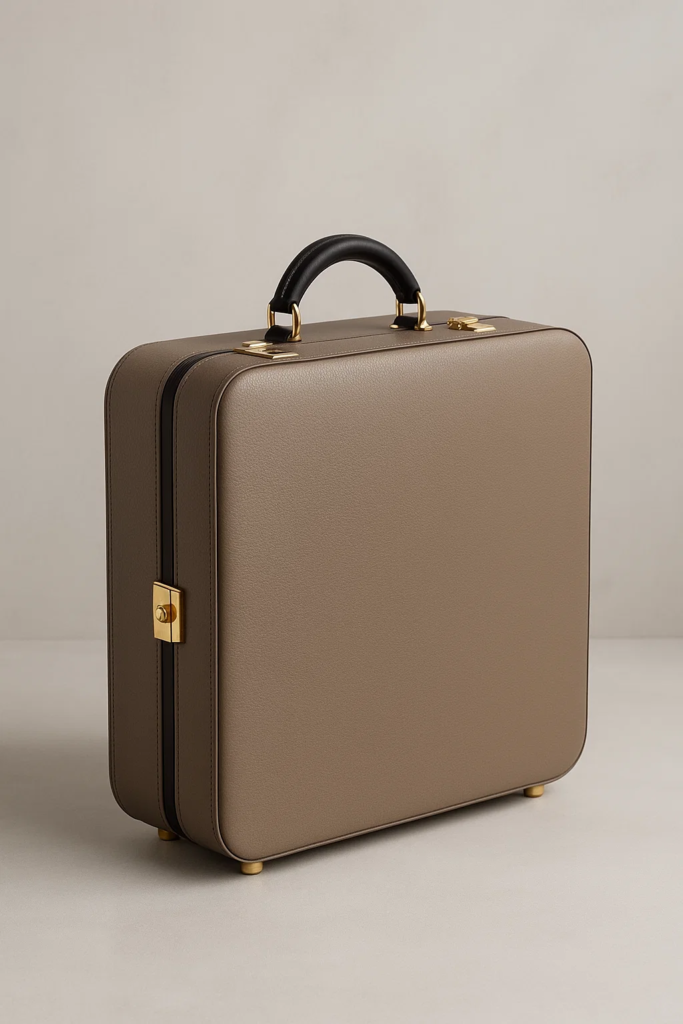 garde-robe voyage femme valise posée sur fond naturel lin