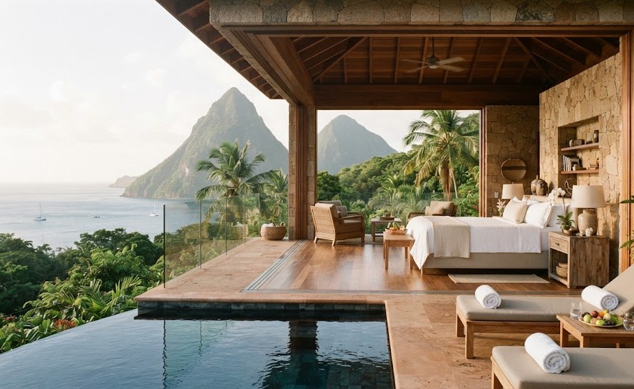 Sanctuaire ouvert de Jade Mountain Sainte-Lucie face aux Pitons