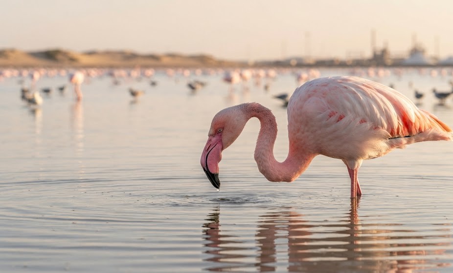 flamant rose à walvis bay