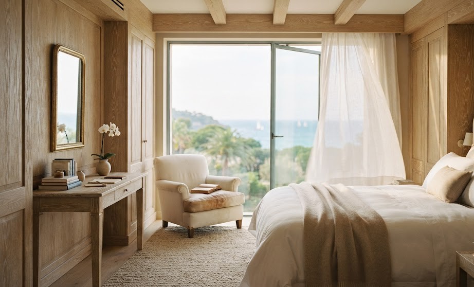  Chambre avec vue mer, boiseries blondes, Grand Hôtel des Thermes Saint-Malo