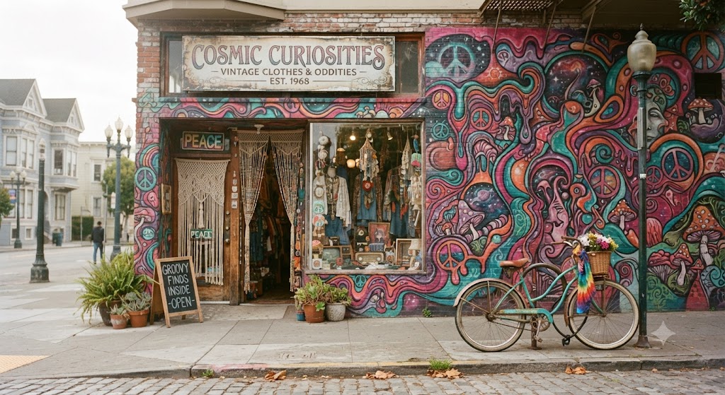  rue colorée du quartier hippie Haight Ashbury à San Francisco