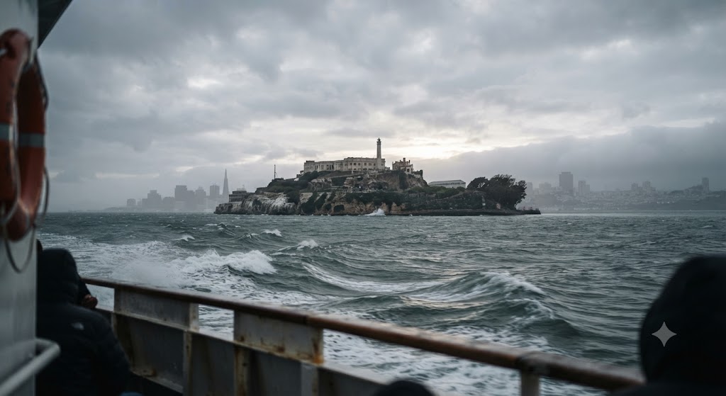  île d'Alcatraz vue depuis la baie de San Francisco